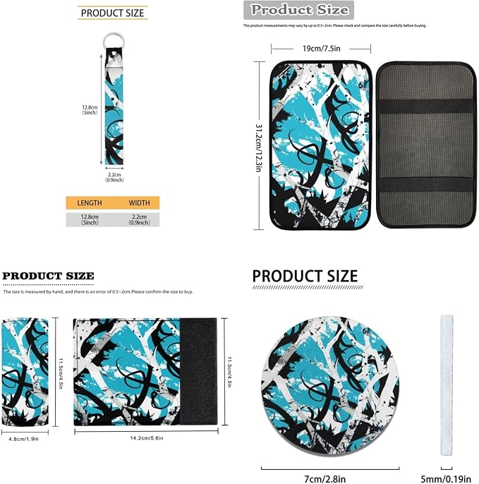 Blue Branch Design Car Interior Accessories Set of 18, Car Seat Covers Full Set with Floor Mats Steering Wheel Cover Shoulder Pads Armrest Pad Cover Roof Gloves Cup Coaster Keychain