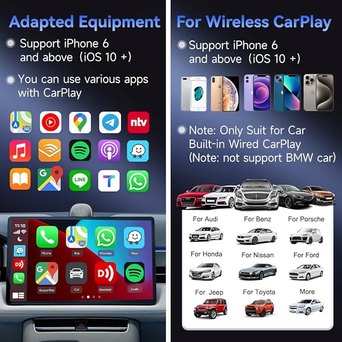 CarlinKit CarPlay Wireless Adapter MiNi SE 2026 - Auto Connect Online Update for iPhone, Apple CarPlay Wireless Adapter Convert OEM Wired CarPlay Cars, Plug & Play Dongle