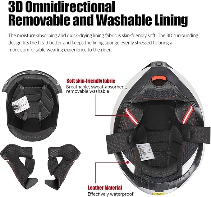 Bluetooth Modular Motorcycle Helmet with Dual Visors, DOT ApprovedBuilt-in Sun Shield, Removable Washable Liner for Adults Men Women, Casco Moto Hombre Mujer