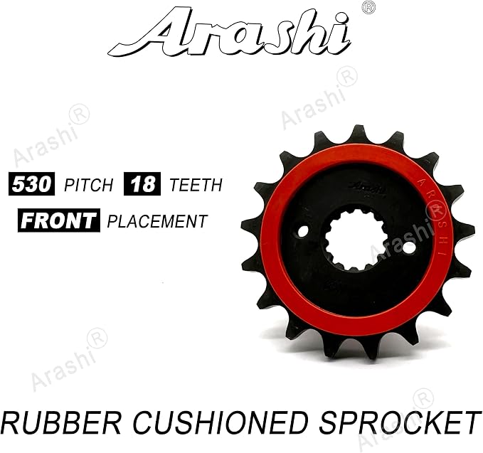 Arashi Front 18T Rear 43T Sprockets for Suzuki Hayabusa GSXR 1300 GSX1300R 2008-2018, Motorcycle Parts 530 Pitch Rubber Cushioned Reduce noise and vibration