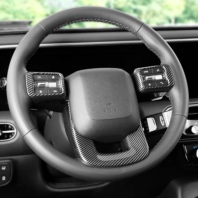 YOUTOOCAR Steering Wheel Cover Trim Compatible with Hyundai Santa Fe 2024-2026 Hyundai Palisade 2026 Hyundai IONIQ 9 Accessories (Carbon Fiber Pattern)