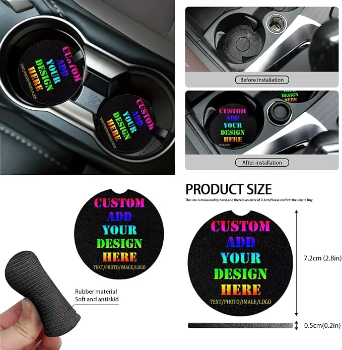 Wanyint Custom Car Seat Cover Set 15 PCS, Personalized Add Your Photo Seat Protector Steering Wheel Seat Belt Rear View Mirror Cover Trash Can Coaster Keychain Air Vent Bag Auto Decor Accessories