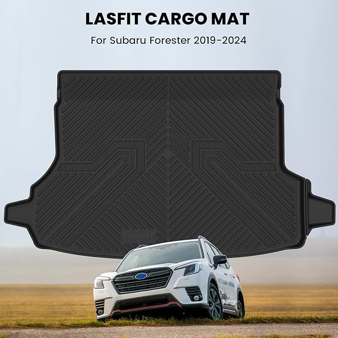 LASFIT Cargo Mat for Subaru Forester 2024 2023 2022 2021 2020 2019, All Weather TPE Custom Fit Easy Clean Durable No-Curling Trunk Mat for Forester 2019-2024 Cargo Tray Liner,Black