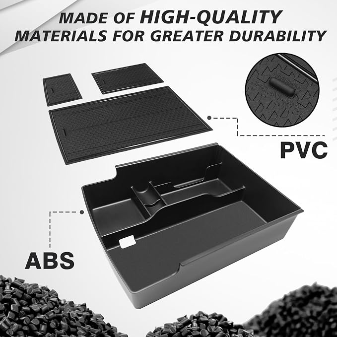Muslogy Center Console Organizer & Armrest Cover Compatible with 2024 2025 GMC Acadia & Chevy Traverse Accessories Middle Console Storage Box & Vegan Leather Arm Rest Middle Console Protector
