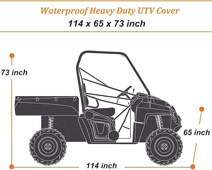 NEVERLAND UTV Covers Heavy Duty, 300D UTV Cover 2-3 Seater All-Weather Protection, Side by Side Cover Waterproof Outdoor Storage Windproof Compatible with Honda Pioneer Polaris Ranger 114"x 65"x 73"