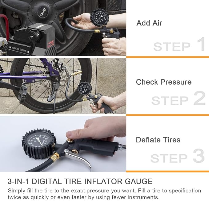 AstroAI S8 1500A Car Battery Jump Starter & 100 PSI Glow Dial Tire Pressure Gauge with Inflator