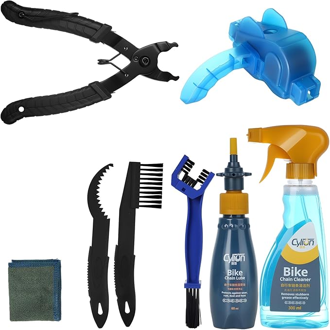 LOQOMI Bicycle Cleaning Kit including chain Cleaing Agent,chain brush,maintenance tool,lube,degreaser