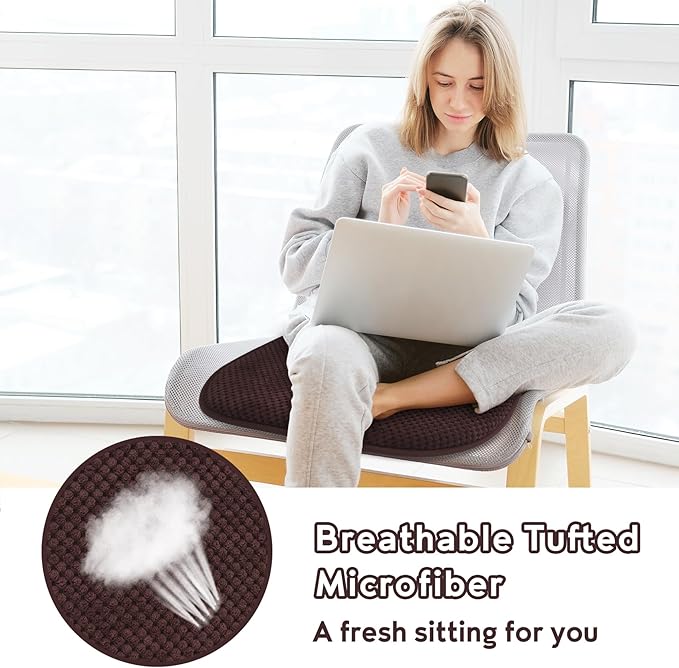 Brown Kitchen Chairs Cushions Non Slip Foam Office Seat Cushions Washable Soft Thick Pads Large Wooden Metal Tapered Dining Chair Cushions,17" x 15"