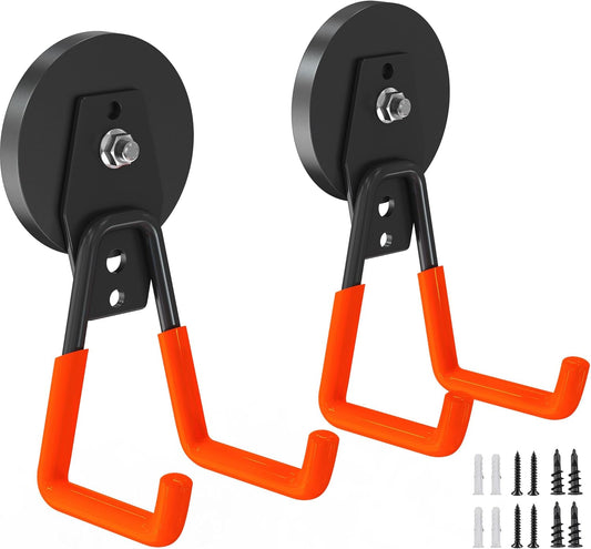 Extra Strong Magnetic Hooks for Hanging Heavy Duty, 2.6in Large Industrial Magnet Hooks, Magnetic Hook with Anti-Slip Coating, Storage Utility Magnetic Holder for Garage Shelve and Garden Tools