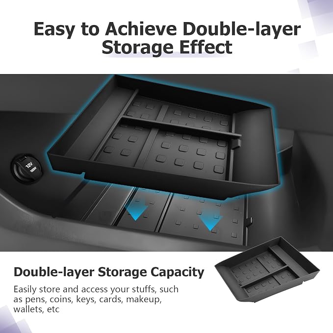 LUWU 2025 2026 Santa Fe Accessories for 2024 2025 2026 Hyundai Santa Fe SE/SEL/XRT/Limited/Calligraphy Accessories Lower Center Console Organizer, Armrest Console Tray Storage Box Black 2-Pack