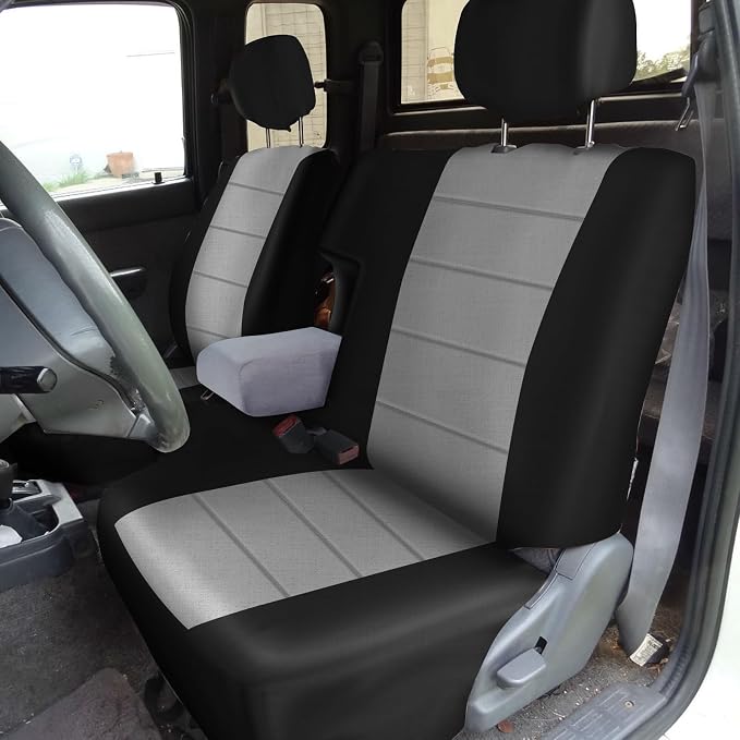 SAPUBK Front Seat Covers Replace for 1995-2000 Toyota Tacoma 60/40 Front Bench with Center Console, Driver and Passenger Knitted Fabric Composite Soft Foam Lining Airmesh Breathable Seat Cover