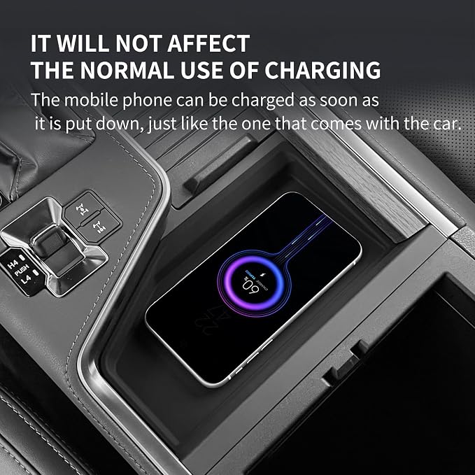 smabee 3PCS Fit for 2024 2025 2026 Lexus GX 550 GX550 Center Console Cool Box Organizer + Wireless Charging Protective Mat + Cup Holder Insert Accessories Black