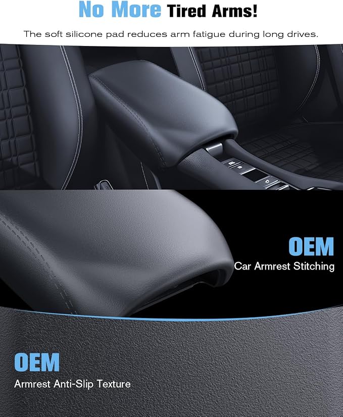 For 2023~2026 Honda HR-V 2-in-1 Silicone Center Console Armrest Cover& Armrest Hidden Privacy Tray - [OEM Design& Friendly Liquid Silicone Rubber] - Thin Black