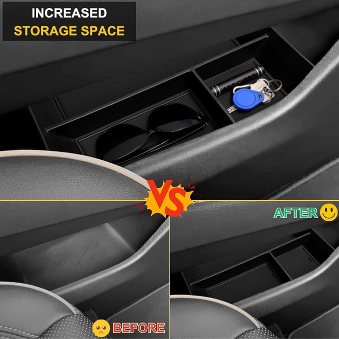 Lower Center Console Organizer Tray for 2026 2025 2024 Chevy Traverse Z71/GMC Acadia Elevation/AT4/Denali Console Storage Compartments Interior Accessories - ABS, Black