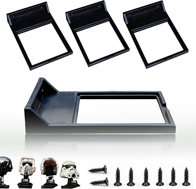 TEYOUYI 4pcs Wall Mount for Lego Star Wars Helmet Display Shelf for Lego Star Wars Helmet Compatible with All Standard Lego Helmets Black