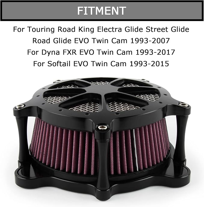 PSLER Air Cleaner Intake Filter Kit for Twin Cam Dyna Softail Touring Red | Billet aluminum, for Twin Cam 1993-2015, Touring Road King Electra Glide Street Glide 1993-2007