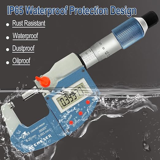 Digital Micrometer Metric & Inch, 0.00005" Resolution, 0.0001" Accuracy Stainless Steel Micrometer for DIY and Household Use