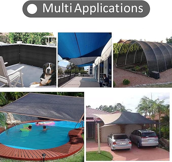 Shade Cloth - Garden Shade Mesh Netting with Grommets Outdoor Sun Shade Cover for Pergola Patio Plants Greenhouse Chicken Coop Black 90% Shading Rate