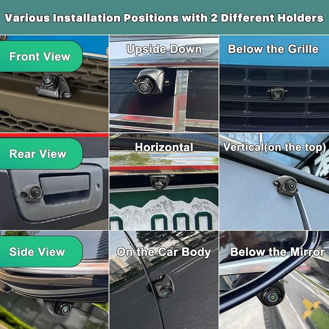 GreenYi AHD Monitor Camera Set, 800x480 HD TFT Monitor + Universal 720P Rear Front Side View Camera with Adjustable Fisheye Lens