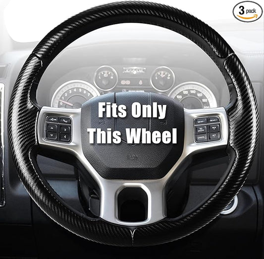 Aimato Customized Steering Wheel Cover for Dodge RAM 1500 2012-2018,RAM 1500 Classic 2019-2023,RAM 2500/3500/4500/5500 2012-2018 Thin,Anti-Slip,Scratch-Resistant Exclusive Car Accessory for RAM