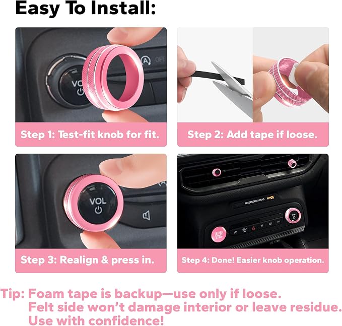 for 2025-2026 Ford Bronco Sport Accessories (Not for Bronco) 9PCS Aluminum Alloy Knob Cover Trim Set for Push Start, Volume, Air Vent Tabs, Headlight & Gear Shift Knob (Pink)
