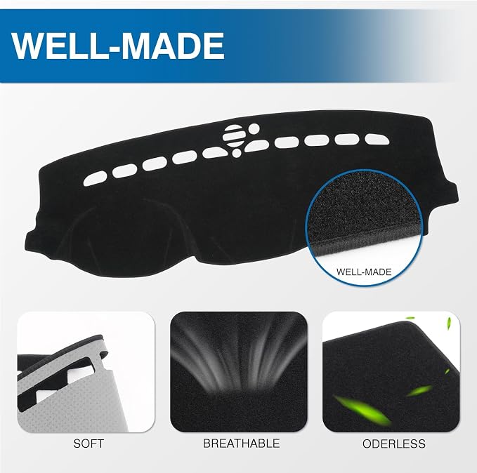 KUST Black Dash Cover for 2011-2022 Jeep Grand Cherokee (NOT for Jeep Cherokee & Grand Cherokee L) Non-Slip Dashboard Cover Polyester Interior for Grand Cherokee Accessories No Glare