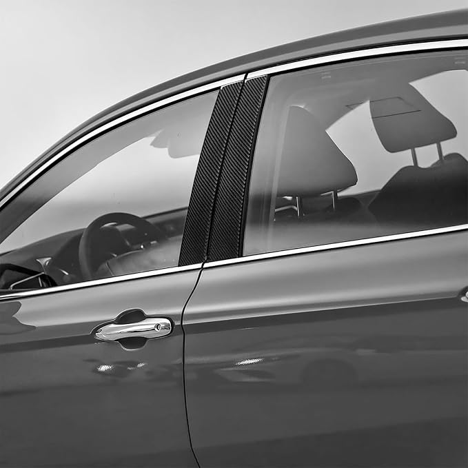 NVCNX Real Premium Carbon Fiber for Toyota Camry Accessories 2018-2024 2019 2020 2021 2022 2023 SE/LE/XSE/XLE/SE Nightshade/L/TRD Gas Hybrid Car Window B C Pillar Post Cover Exterior Trim Sticker 8PCs