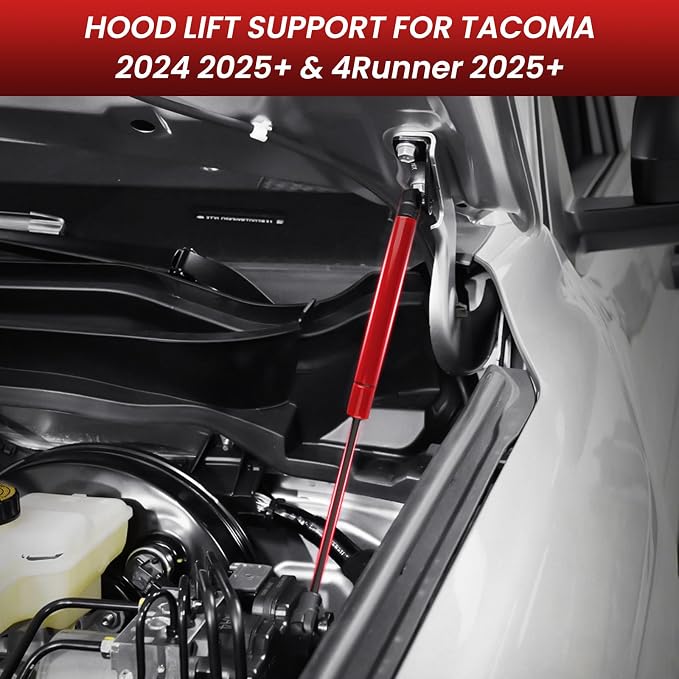 Hood Struts for Toyota Tacoma 2024 2025 2026+ and 4Runner 2025+, Hood Lift Support No Drill Front Gas Springs Shocks Compatible with Toyota Tacoma/4Runner Accessories|Red