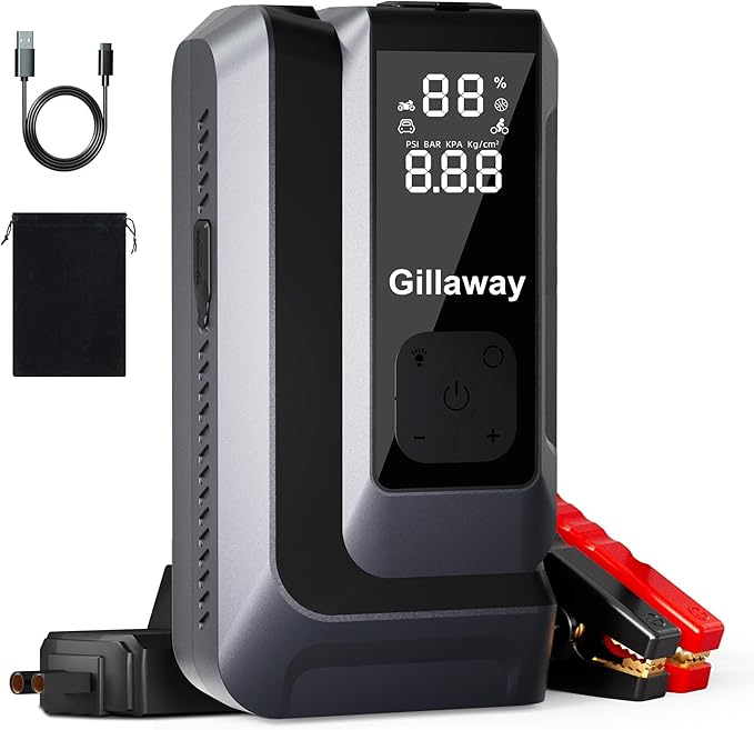 7-in-1 Jump Starter 8000A Car Jumper Starter Portable with 150PSI Portable Air Compressor, 12V Car Battery Charger, Tire Inflator, Flashlight