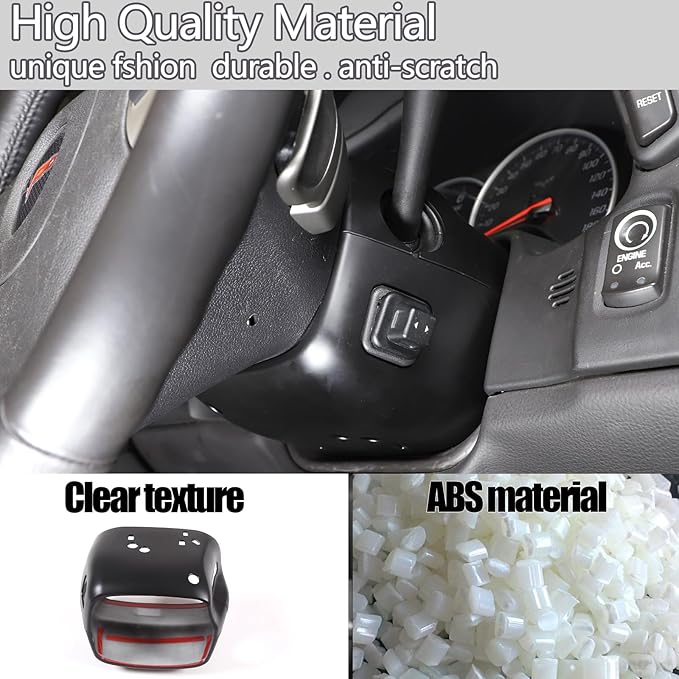 Steering Column Cover Trim Kit Compatible with Chevy Corvette C6 2005-2013, Carbon Fiber Pattern Steering Wheel Base Trim Cover Accessories (Matte Black)