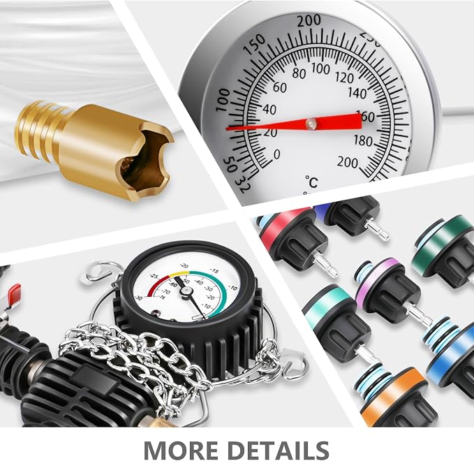 DNA MOTORING 28pcs Radiator Coolant Pressure Tester Vacuum Refill Tool Kit for Most Vehicles,with Carrying Case,Red,TOOLS-00315