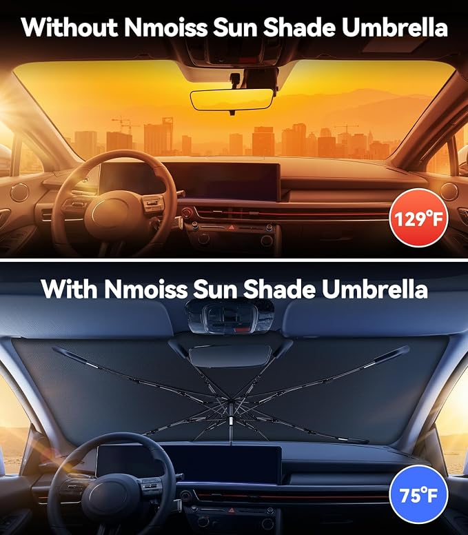 Nmoiss [Vinyl Coating Heat Shield] Windshield Sun Shade Umbrella for Hyundai Sonata 2020-2026, Protect Car from Sun Rays & Heat Damage Keep Cool and Protect Interior