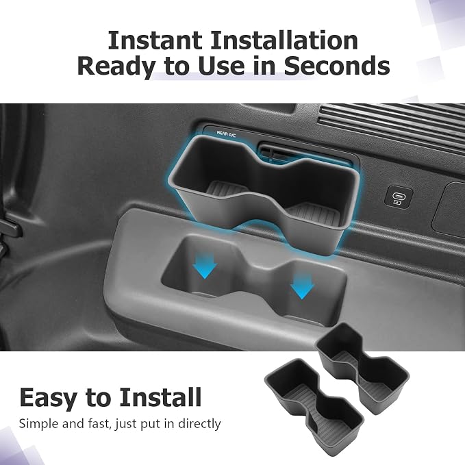 LUWU 2025 2026 Santa Fe Rear Third Row Cup Holder Compatible with Santa Fe 2024 2025 2026 Interior Accessories Premium TPE Center Console Cup Holder Spill-Proof, Easy Install & Clean, 2-Pack