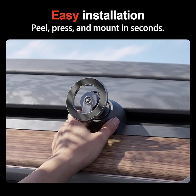 YONZEE Magnetic Phone Mount Compatible with 2020-2024 Tesla Model Y and 2016-2023 Model 3, Dashboard Ball Joint Base, Strong Magnetic Ring, 360° Rotation