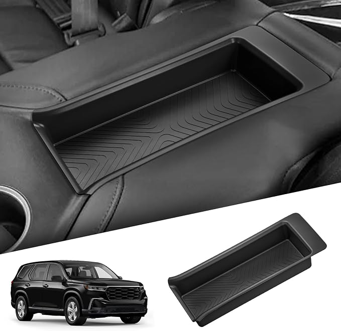 smabee 2nd Row Armrest Storage Box Compatible with Honda Pilot 2023 2024 2025 2026 Console Tray TPE Accessories Interior Storage Box Tray Insert Black