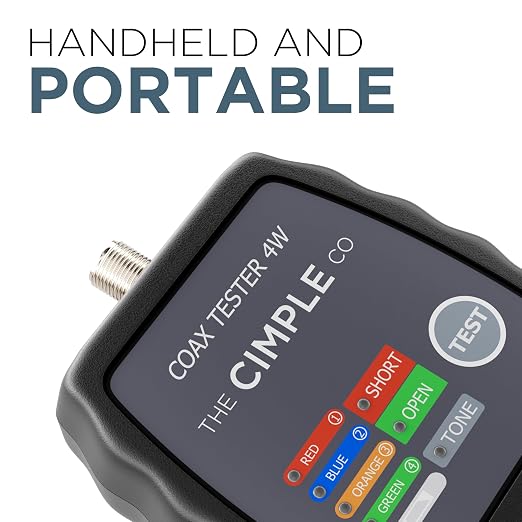 THE CIMPLE CO Coax Cable Tester, Tracer, and Toner - 4-Port Coaxial Cable Mapper and Locator with Color-Coded Remotes - Wire Tracer and Continuity Tester for Up to 4 Locations - 4 Ports, Black