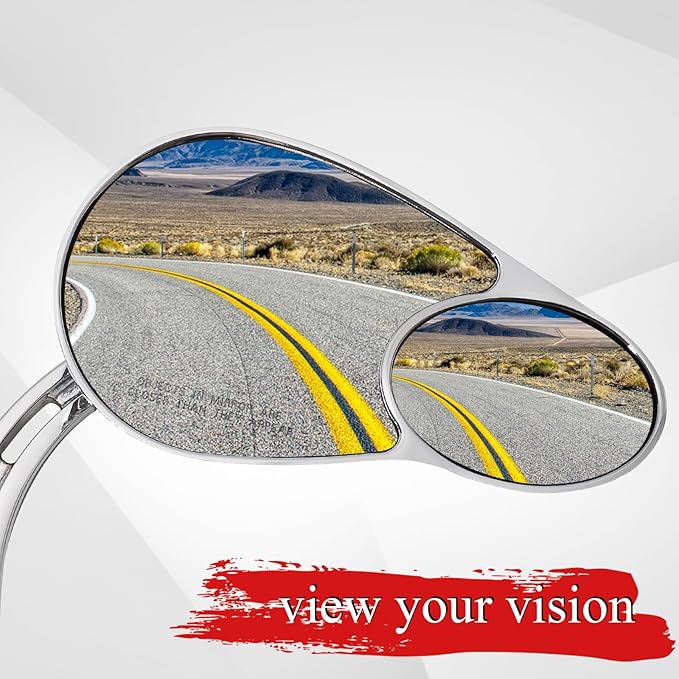 WOWTK Rearview Mirrors,Split Vision Mirrors for Harley 1982-2025 Most Models Road King Street Glide Road Glide Softail Iron 1200 Iron 883 Deluxe Fat Boy Sport Glide XG750 XG500,Chrome