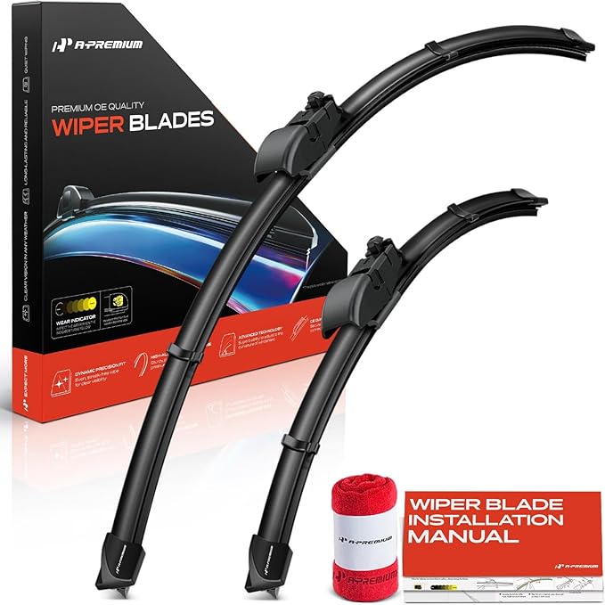 A-Premium 26" + 16" Windshield Wiper Blades Compatible with Subaru Impreza 2017-2024, CrossTrek 2018-2024, WRX 2022-2024 - Gen2V5, All-Season Wipers with Wear Indicator & Towel (Pack of 2)