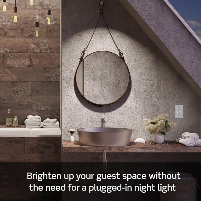 Leviton GFCI Outlet with Guidelight,15 Amp,Self Test,Tamper-Resistant with LED Indicator Light,Replaces Plugged in Night Light,GFNL1-W,White,(Pack of 3)