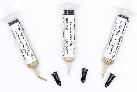 TechDiamondTools Kit of 3 Diamond Lapping Paste Polishing Compound USA Made 800 1200 2000 Grit Lapidary Paste for Rock Glass Metal Jewelry Resin Marble with High Concentration of Diamond Powder