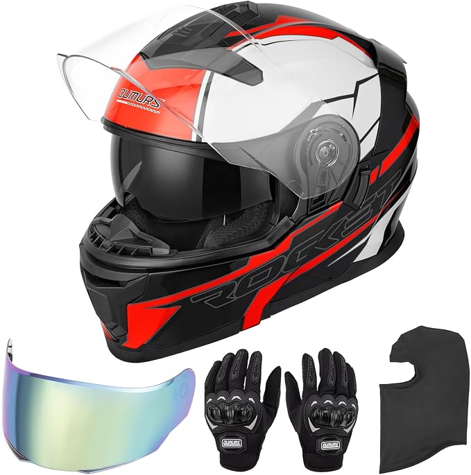 OUMURS Modular Motorcycle Helmets Full Face Flip up Street Bike Motorcycle Helmet for Unisex Adult Model 912