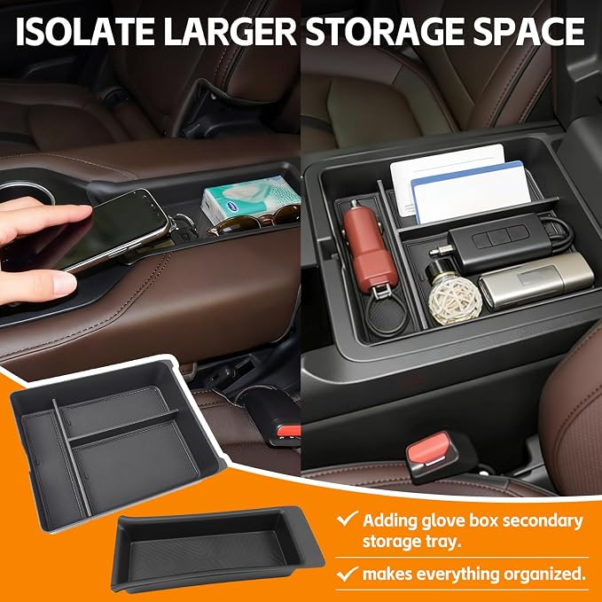 Center Console&2nd Row Armrest Organizer Compatible with 2023-2026 Honda Pilot (Only Fits for 8 Seats) Storage Box for Pilot Accessories