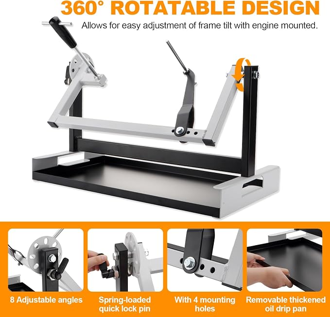 Motorcycle Engine Stand, for 2 Stroke or 4 Stroke Vertical-Type Single Cylinder Engines, Engine Stand for Motorcycle, ATV, Dirt Bike