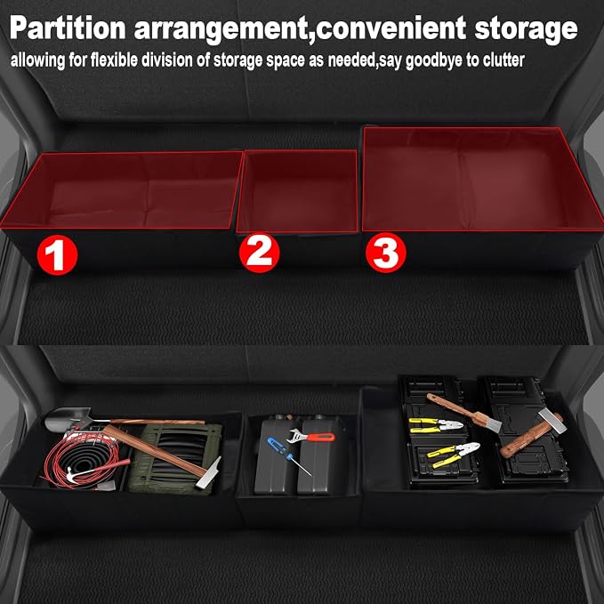 Truck Under Seat Storage Organizer Foldable Replacement for 2019-2025 Chevy Silverado 1500/GMC Sierra 1500/2500HD/3500HD, Double & Crew Cab Underseat Tool Box for Silverado/Sierra Accessories