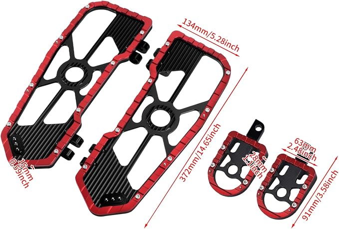 Motorcycle Floorboards Driver Passenger Footboards Wide Foot Pegs Board Pedal Compatible with Touring Electra Road Street Glide Softail Road King Red Edge