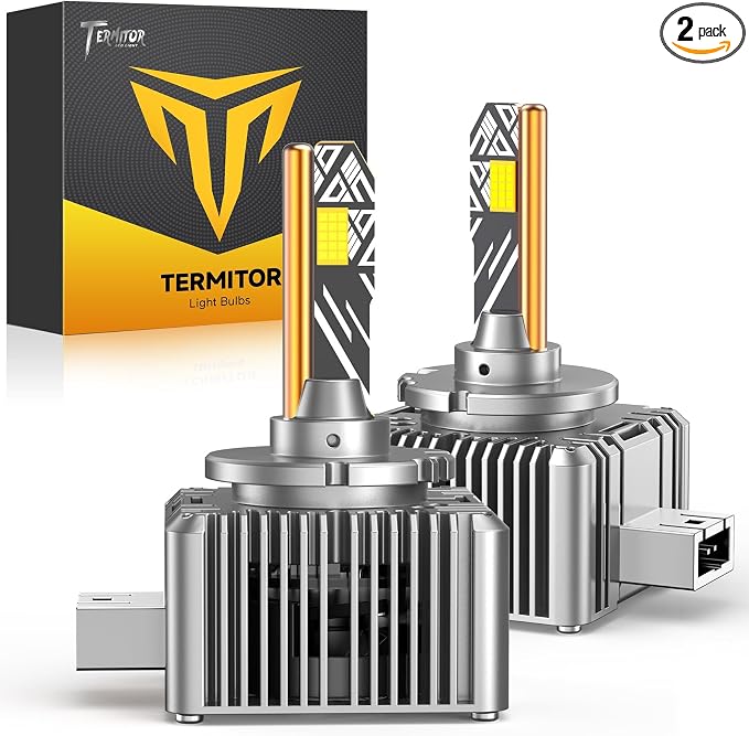 Termitor D1S Light Bulbs, 80,000LM Brightness Output, 6500K Pure Cool White, IP68 Waterproof, 1:1 OEM Fit, 3-Minute Setup, 10-Year Lifespan, Pack of 2 | 3-Minute Setup, 6500K Pure White, IP68 Waterproof, Exact OEM Fit, Long Service Life for Off-Road & ...