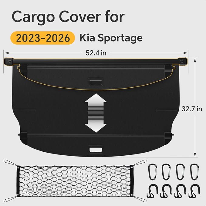 Trunk Cargo Cover for Kia Sportage 2023-2025 2026, Retractable Leather Trunk Cover, Anti-Peeping Retractable Security Shade for Privacy, Sportage Accessories