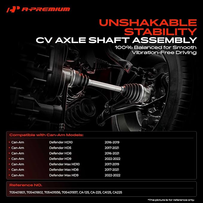 A-Premium Pair (2) Front Left and Right Side CV Axle Shaft Assembly Compatible with Can-Am Defender HD5 2017-2021, Defender (Max) HD8/HD9/HD10, Fits Standard 4x4 Models Only # 705401801, 705401802