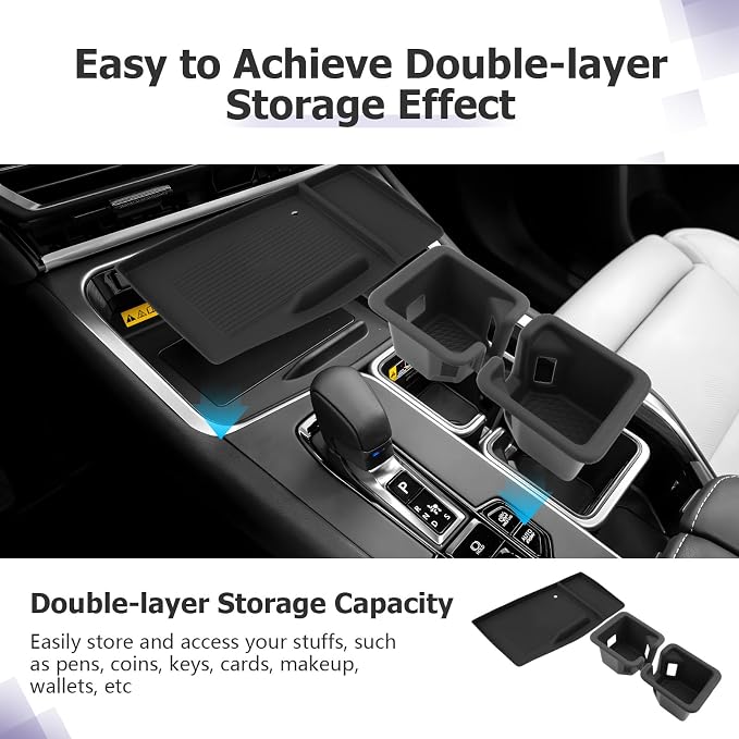 LUWU 3-Pack 2026 Lexus TX350 Accessories - Compatible with Lexus 2024 2025 2026 TX TX350/TX500h/TX500h+ Accessories Wireless Charging Anti-Slip Mat - Center Console Cup Holder Silicone Material