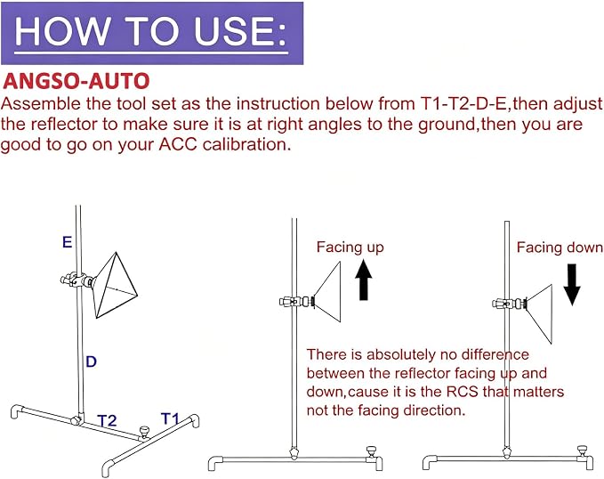 ADAS Calibration Tool Include Stand Marked with 0-30cm Measurement with Large Radar Aiming Corner Reflector Target Tool Compatible with Honda, Toyota, Mazda, Kia, Ford, GM and Hyundai